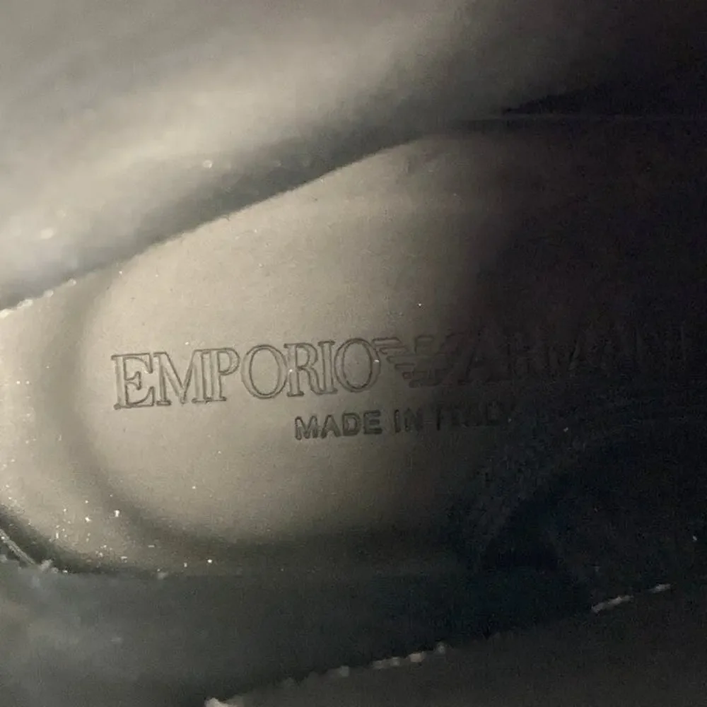 EMPORIO ARMANI Size 10 Black Distressed Leather Lace-Up Boots